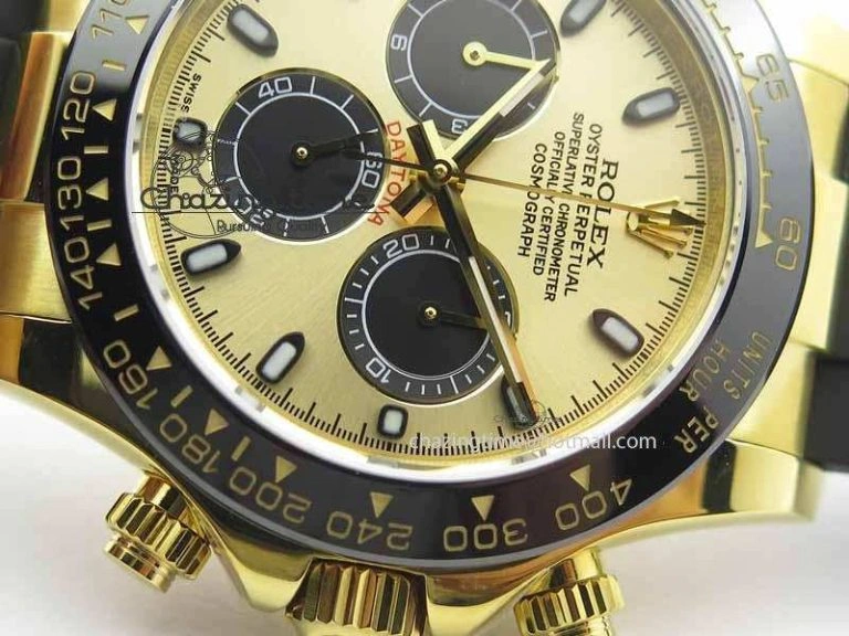 Daytona YG 116518LN JH Best Edition Gold Dial On Rubber Strap A4130 (Free XS rubber strap)
