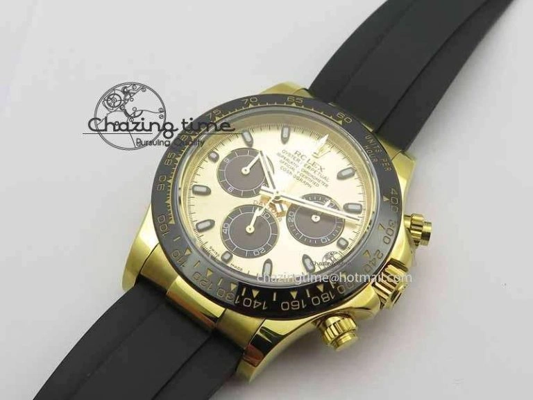 Daytona YG 116518LN JH Best Edition Gold Dial On Rubber Strap A4130 (Free XS rubber strap)
