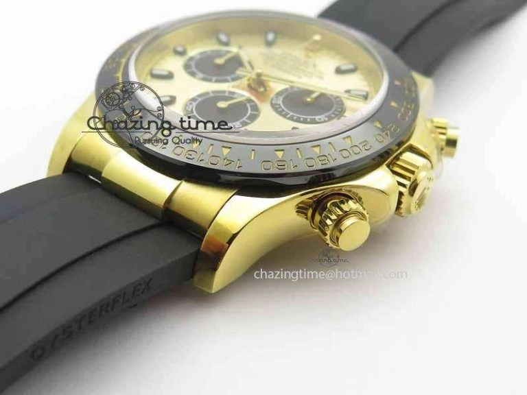 Daytona YG 116518LN JH Best Edition Gold Dial On Rubber Strap A4130 (Free XS rubber strap)