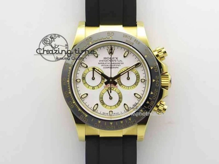 Daytona YG 116518LN JH Best Edition White Dial On Rubber Strap A4130 (Free XS rubber strap)