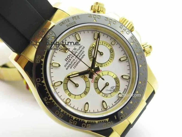 Daytona YG 116518LN JH Best Edition White Dial On Rubber Strap A4130 (Free XS rubber strap)