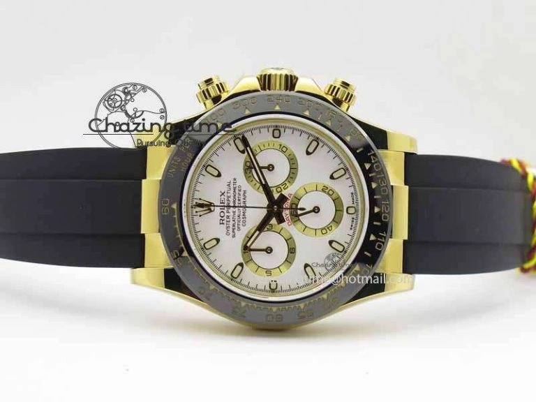 Daytona YG 116518LN JH Best Edition White Dial On Rubber Strap A4130 (Free XS rubber strap)