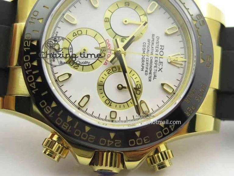 Daytona YG 116518LN JH Best Edition White Dial On Rubber Strap A4130 (Free XS rubber strap)