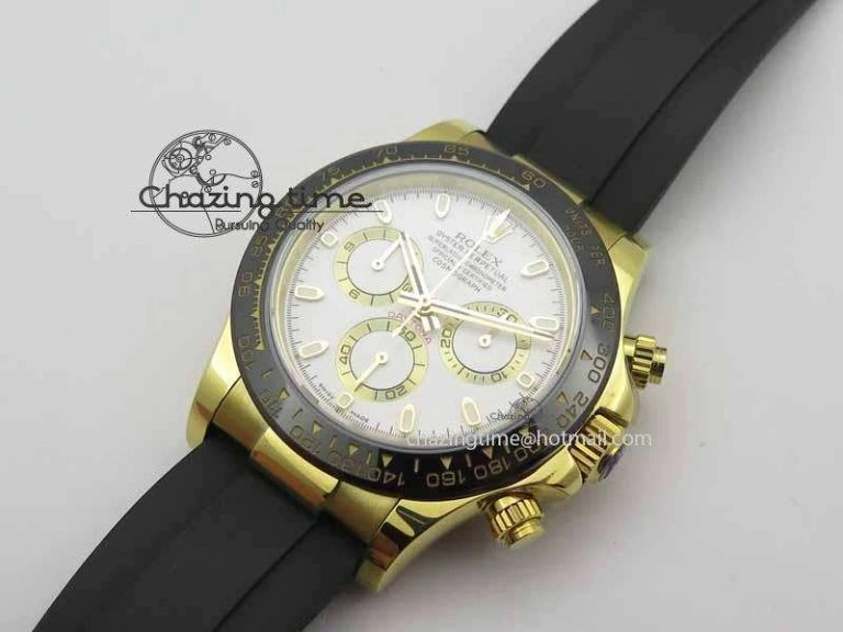 Daytona YG 116518LN JH Best Edition White Dial On Rubber Strap A4130 (Free XS rubber strap)
