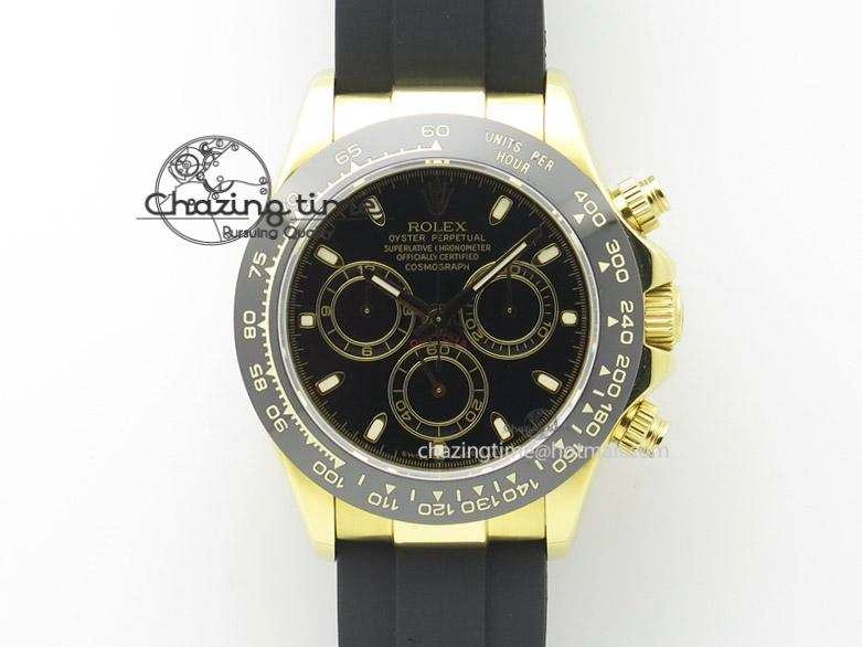 Daytona YG BP Maker All Black Dial Sticks Markers On Rubber Strap A7750@6