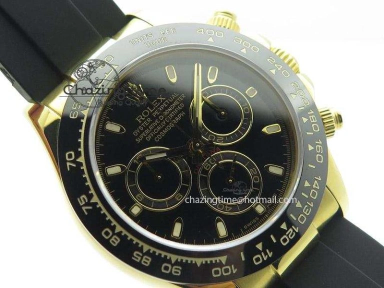 Daytona YG BP Maker All Black Dial Sticks Markers On Rubber Strap A7750@6