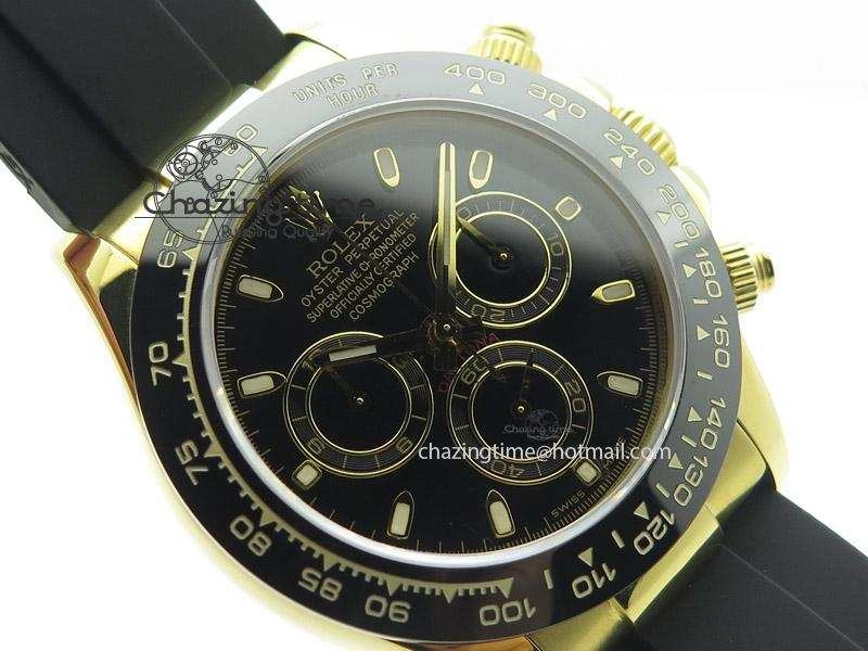 Daytona YG BP Maker All Black Dial Sticks Markers On Rubber Strap A7750@6