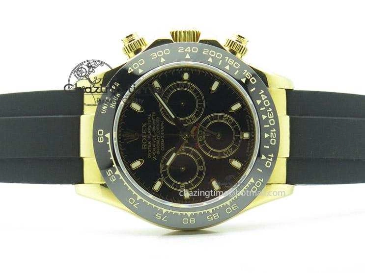 Daytona YG BP Maker All Black Dial Sticks Markers On Rubber Strap A7750@6