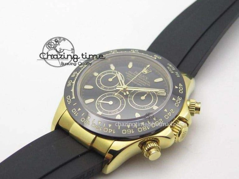 Daytona YG BP Maker All Black Dial Sticks Markers On Rubber Strap A7750@6