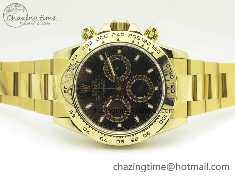 Daytona YG BP Maker Best Edition Black Dial On YG Bracelet A4130