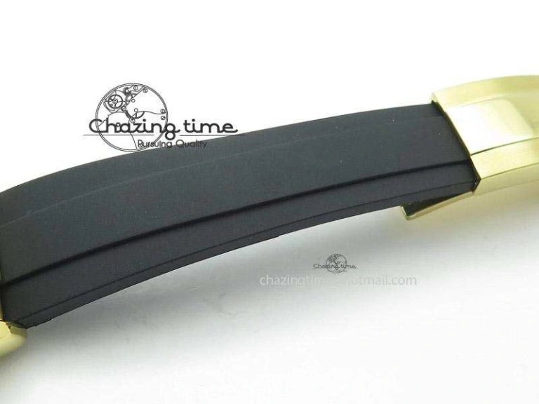 Daytona YG BP Maker Gold Dial Black Subdail Sticks Markers On Rubber Strap A7750@6