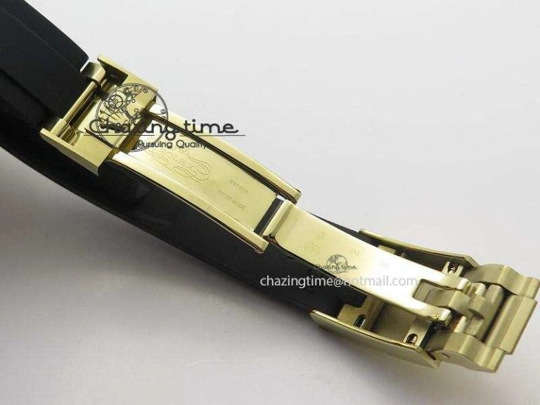 Daytona YG BP Maker Gold Dial Black Subdail Sticks Markers On Rubber Strap A7750@6