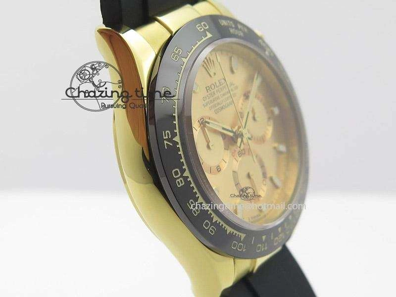Daytona YG BP Maker Gold Dial Sticks Markers On Rubber Strap A7750@6