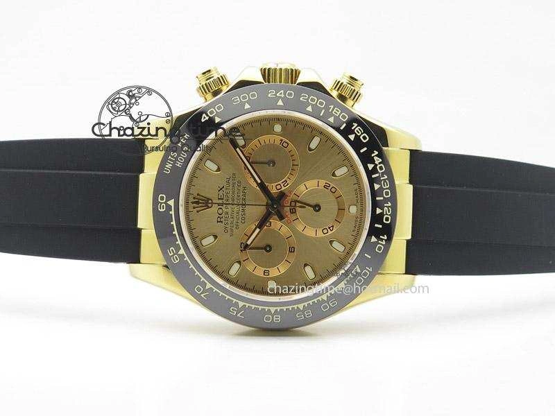 Daytona YG BP Maker Gold Dial Sticks Markers On Rubber Strap A7750@6