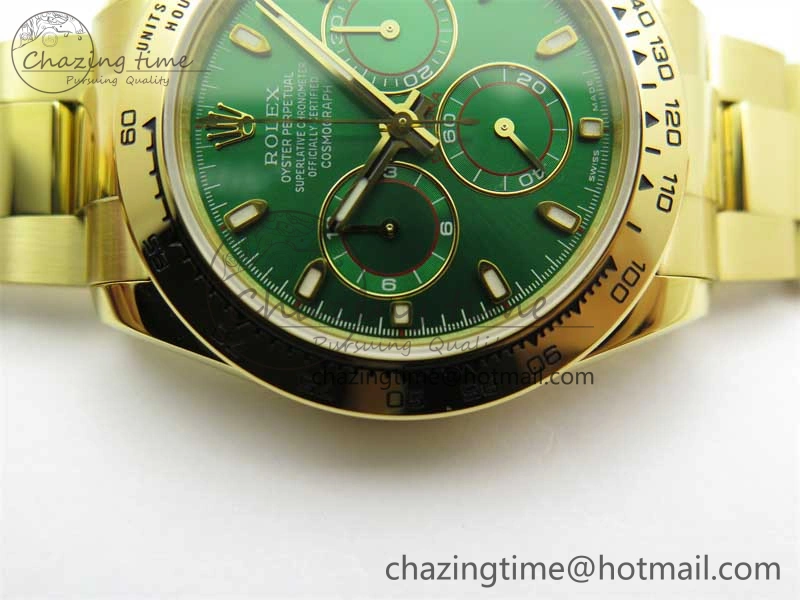 Daytona YG KKF 1:1 Best Edition 904L Steel Green Dial on YG Bracelet A7750