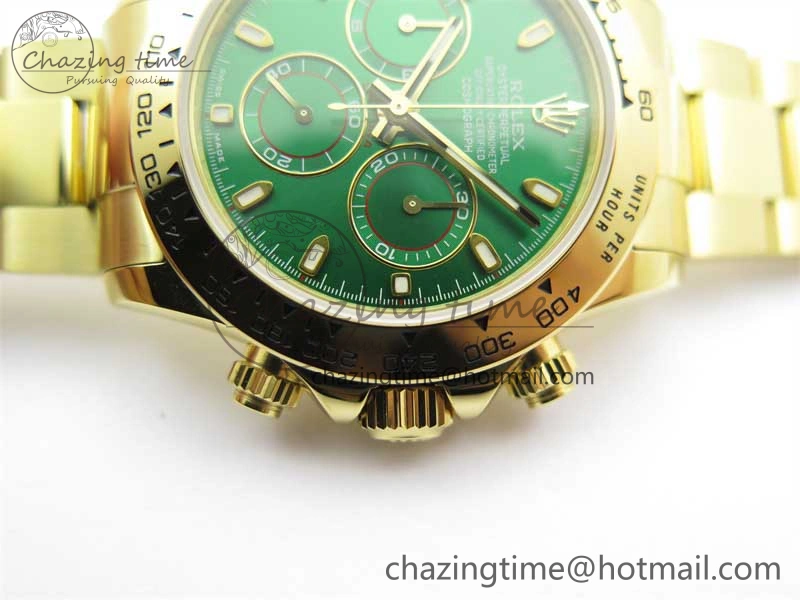 Daytona YG KKF 1:1 Best Edition 904L Steel Green Dial on YG Bracelet A7750