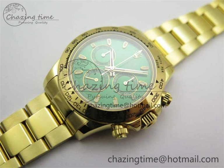Daytona YG KKF 1:1 Best Edition 904L Steel Green Dial on YG Bracelet A7750