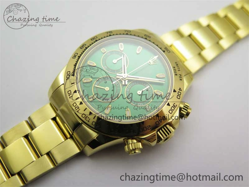 Daytona YG KKF 1:1 Best Edition 904L Steel Green Dial on YG Bracelet A7750