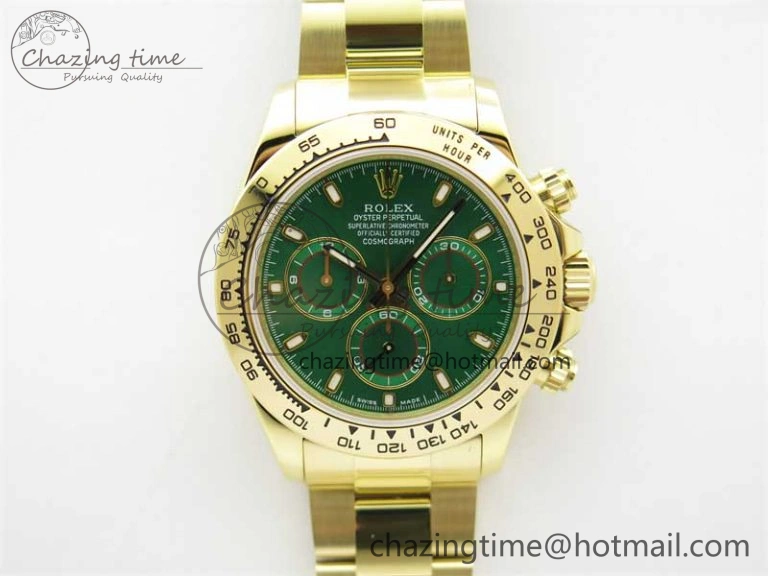 Daytona YG KKF 1:1 Best Edition 904L Steel Green Dial on YG Bracelet A7750