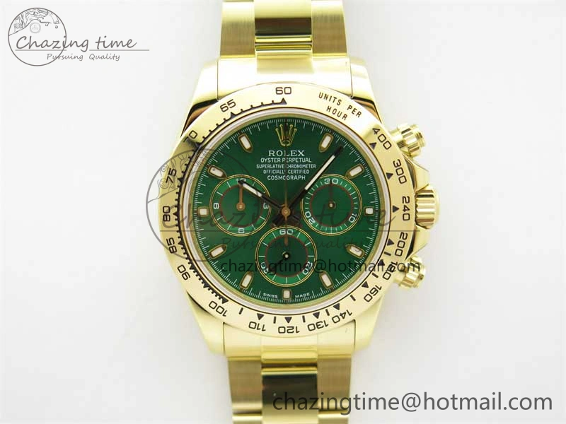 Daytona YG KKF 1:1 Best Edition 904L Steel Green Dial on YG Bracelet A7750