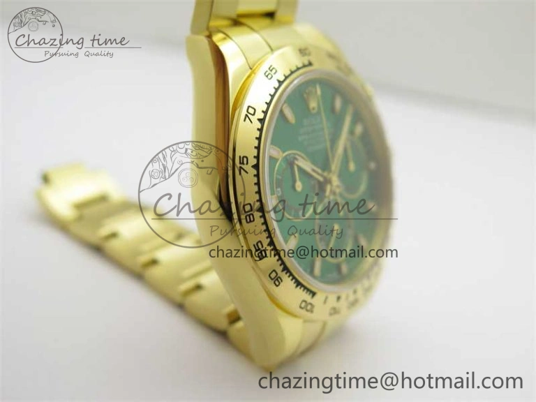 Daytona YG KKF 1:1 Best Edition 904L Steel Green Dial on YG Bracelet A7750