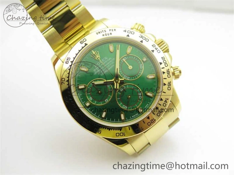 Daytona YG KKF 1:1 Best Edition 904L Steel Green Dial on YG Bracelet A7750
