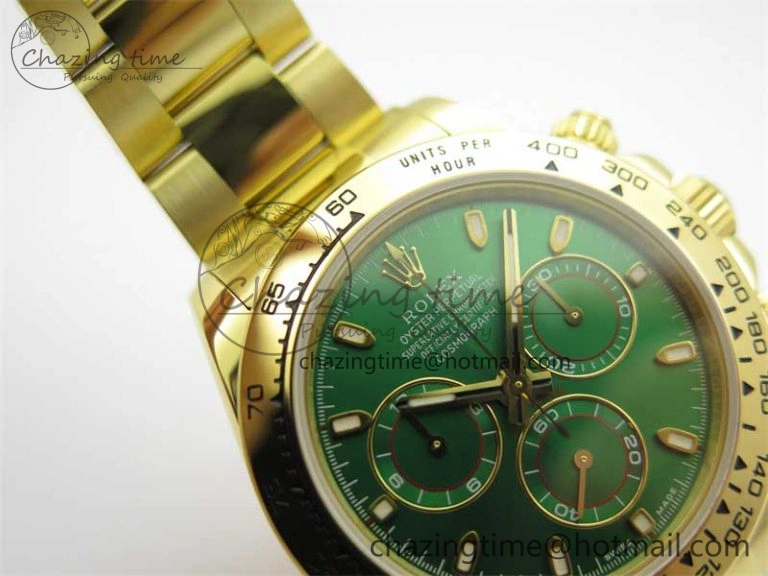 Daytona YG KKF 1:1 Best Edition 904L Steel Green Dial on YG Bracelet A7750