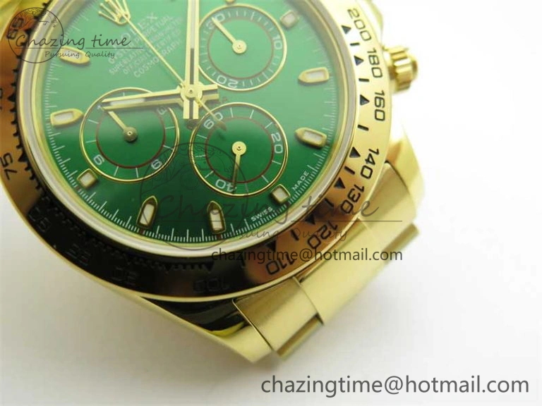 Daytona YG KKF 1:1 Best Edition 904L Steel Green Dial on YG Bracelet A7750