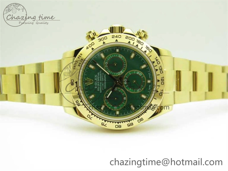 Daytona YG KKF 1:1 Best Edition 904L Steel Green Dial on YG Bracelet A7750