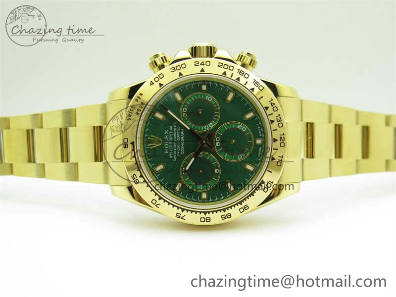 Daytona YG KKF 1:1 Best Edition 904L Steel Green Dial on YG Bracelet A7750