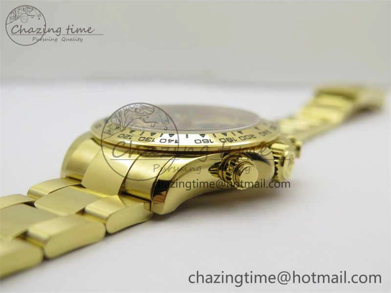 Daytona YG KKF 1:1 Best Edition 904L Steel YG Black Dial on YG Bracelet A7750