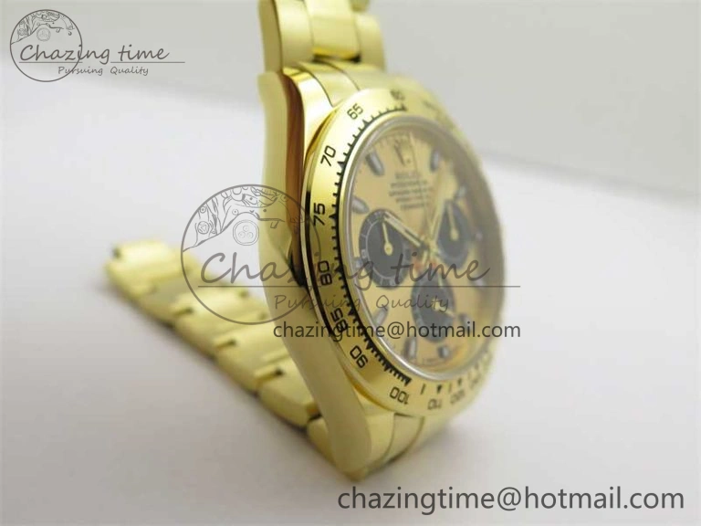 Daytona YG KKF 1:1 Best Edition 904L Steel YG Black Dial on YG Bracelet A7750