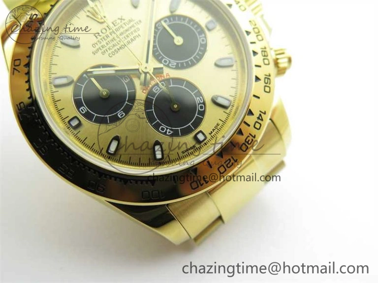 Daytona YG KKF 1:1 Best Edition 904L Steel YG Black Dial on YG Bracelet A7750