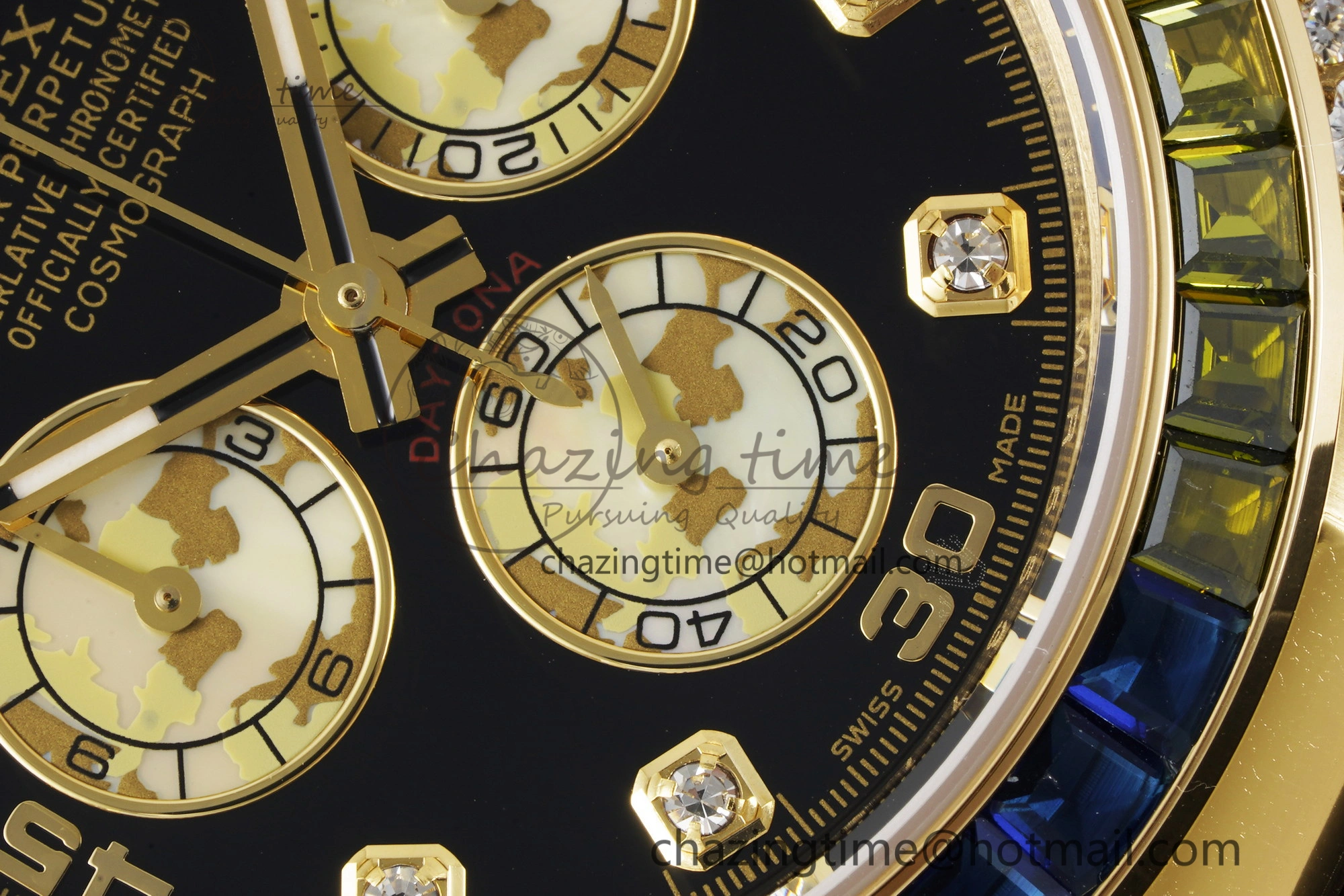 Daytona YG Rainbow Diamonds Bezel JVSF 1:1 Best Edition 904L Steel White Panda Dial on Oysterflex Strap A7750
