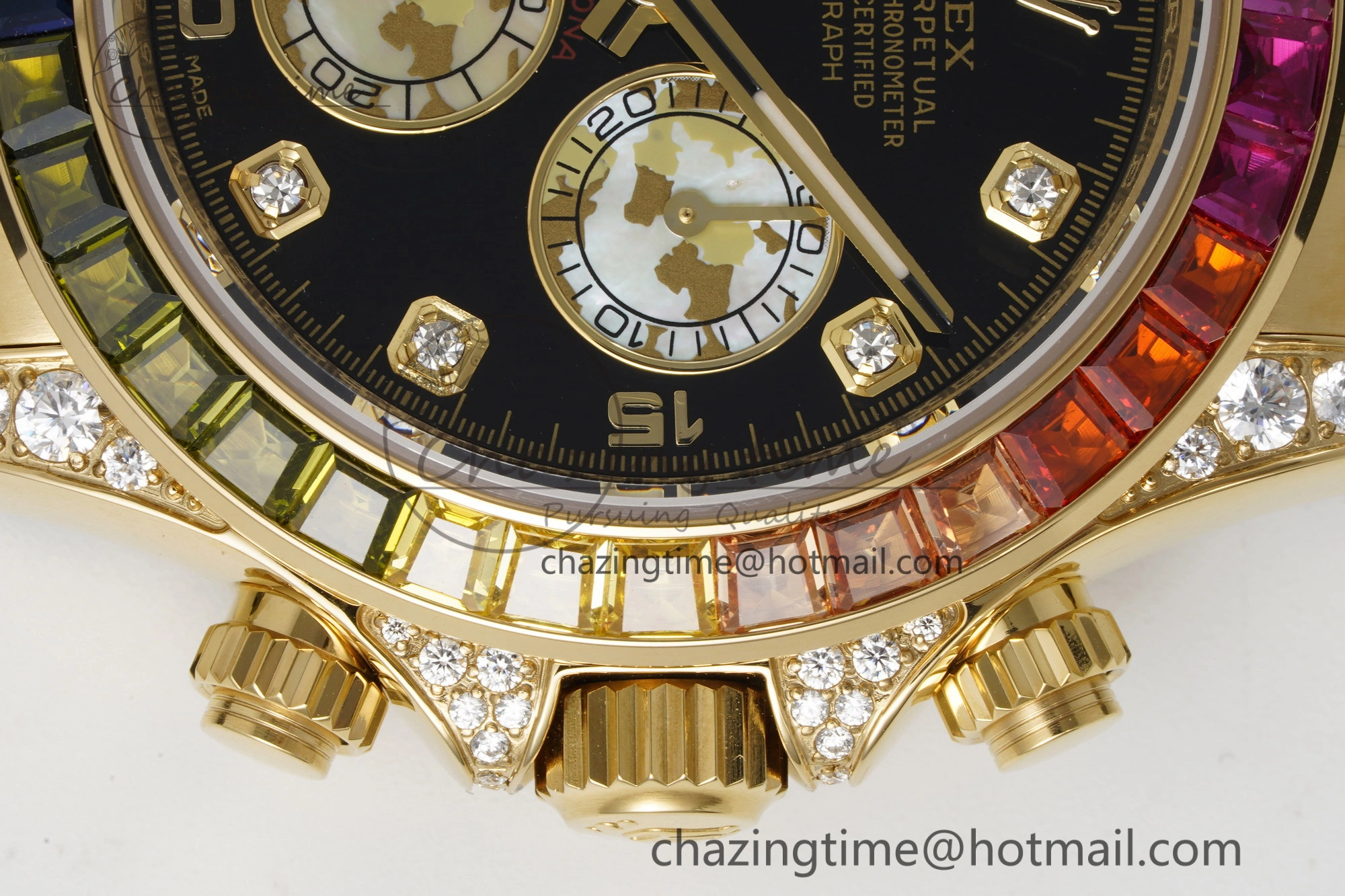 Daytona YG Rainbow Diamonds Bezel JVSF 1:1 Best Edition 904L Steel White Panda Dial on Oysterflex Strap A7750