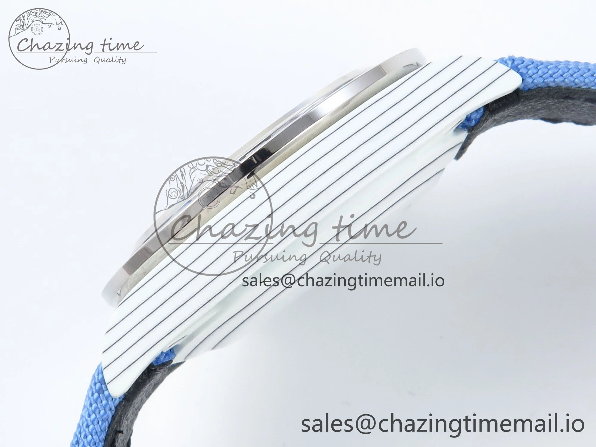 Daytona ZIF REMOULD White Carbon GETF Best Edition Blue Skeleton Dial Blue Diamonds Bezel on Blue Nylon Strap DD4802