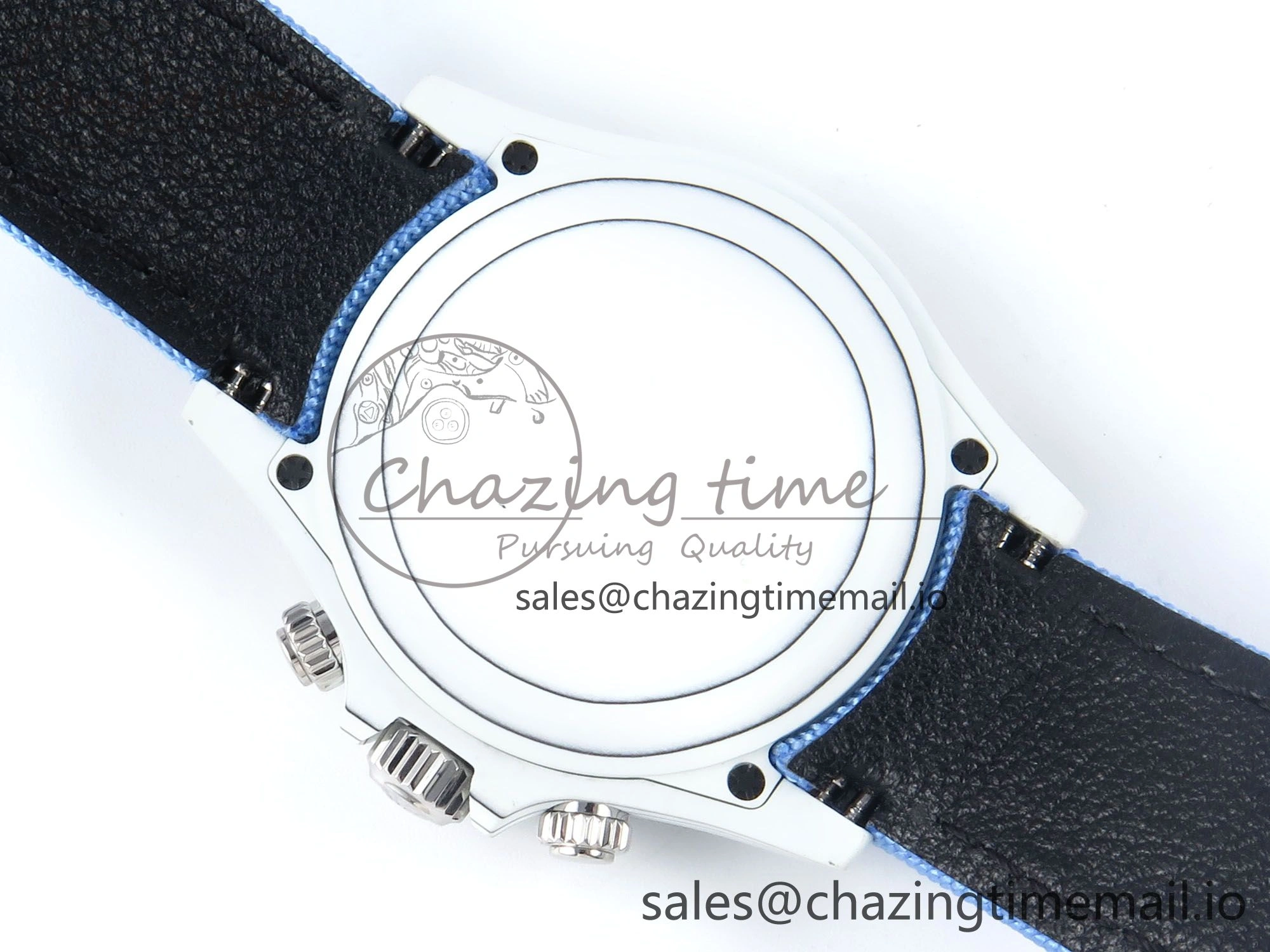 Daytona ZIF REMOULD White Carbon GETF Best Edition Blue Skeleton Dial Blue Diamonds Bezel on Blue Nylon Strap DD4802