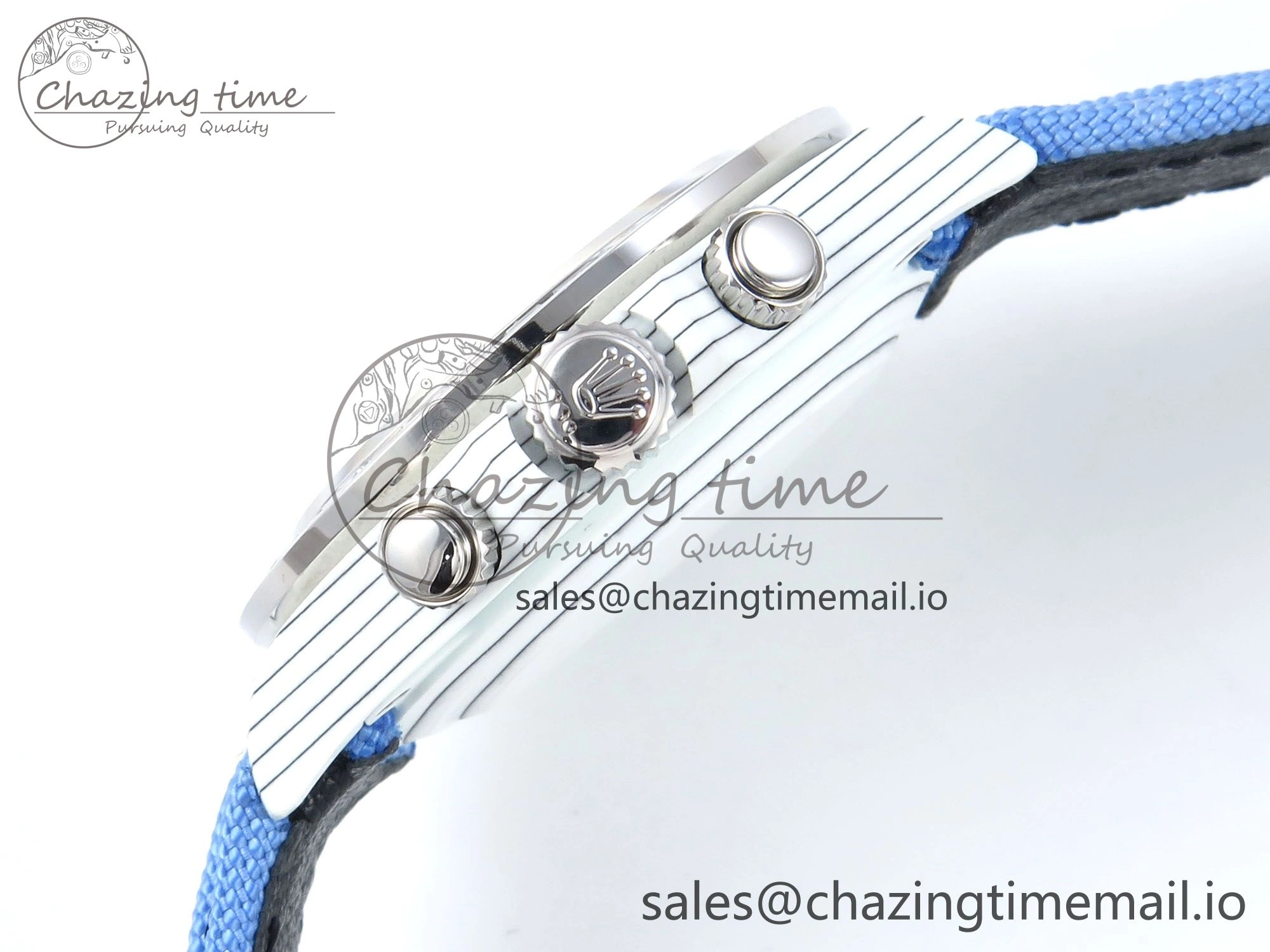 Daytona ZIF REMOULD White Carbon GETF Best Edition Blue Skeleton Dial Diamonds Bezel on Blue Nylon Strap DD4802
