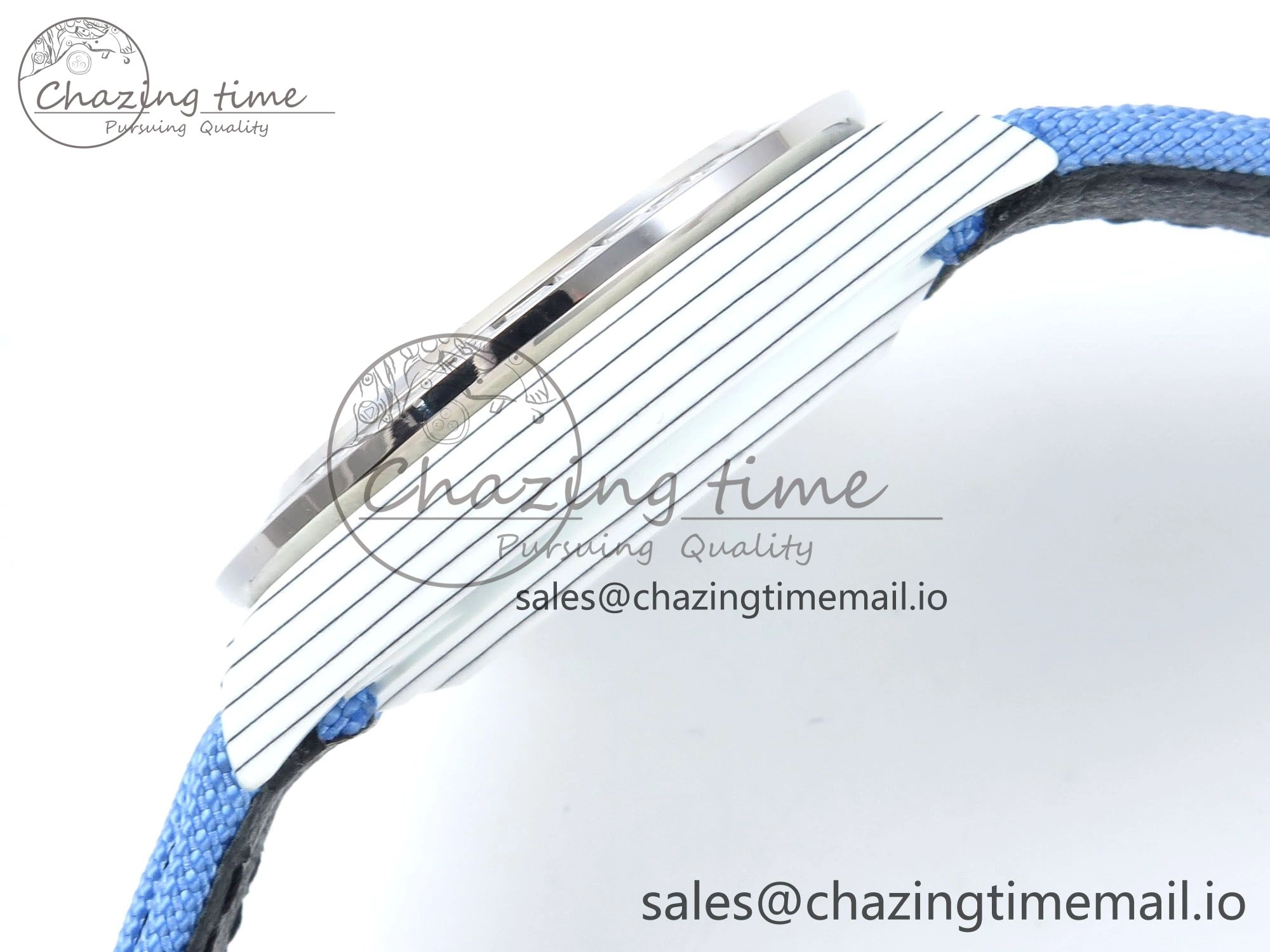 Daytona ZIF REMOULD White Carbon GETF Best Edition Blue Skeleton Dial Diamonds Bezel on Blue Nylon Strap DD4802