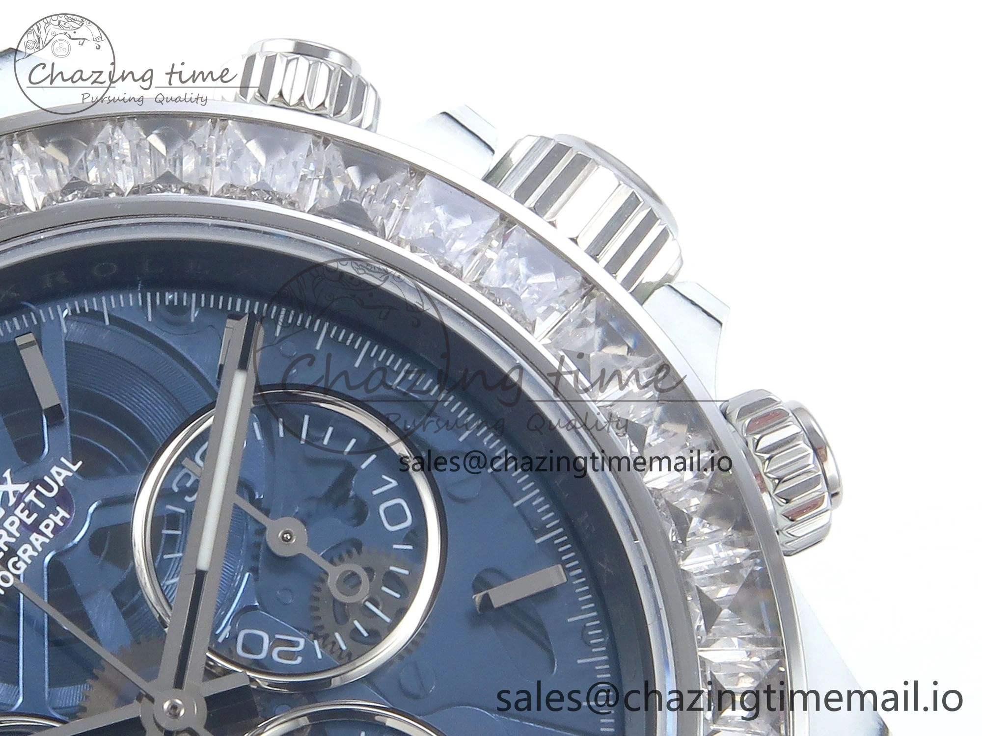 Daytona ZIF REMOULD White Carbon SONIC Best Edition Blue Skeleton Dial Diamonds Bezel on Blue Nylon Strap SA4130