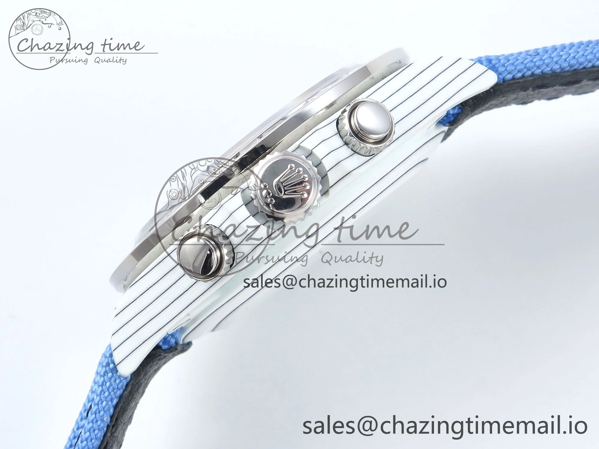 Daytona ZIF REMOULD White Carbon SONIC Best Edition Blue Skeleton Dial Diamonds Bezel on Blue Nylon Strap SA4130