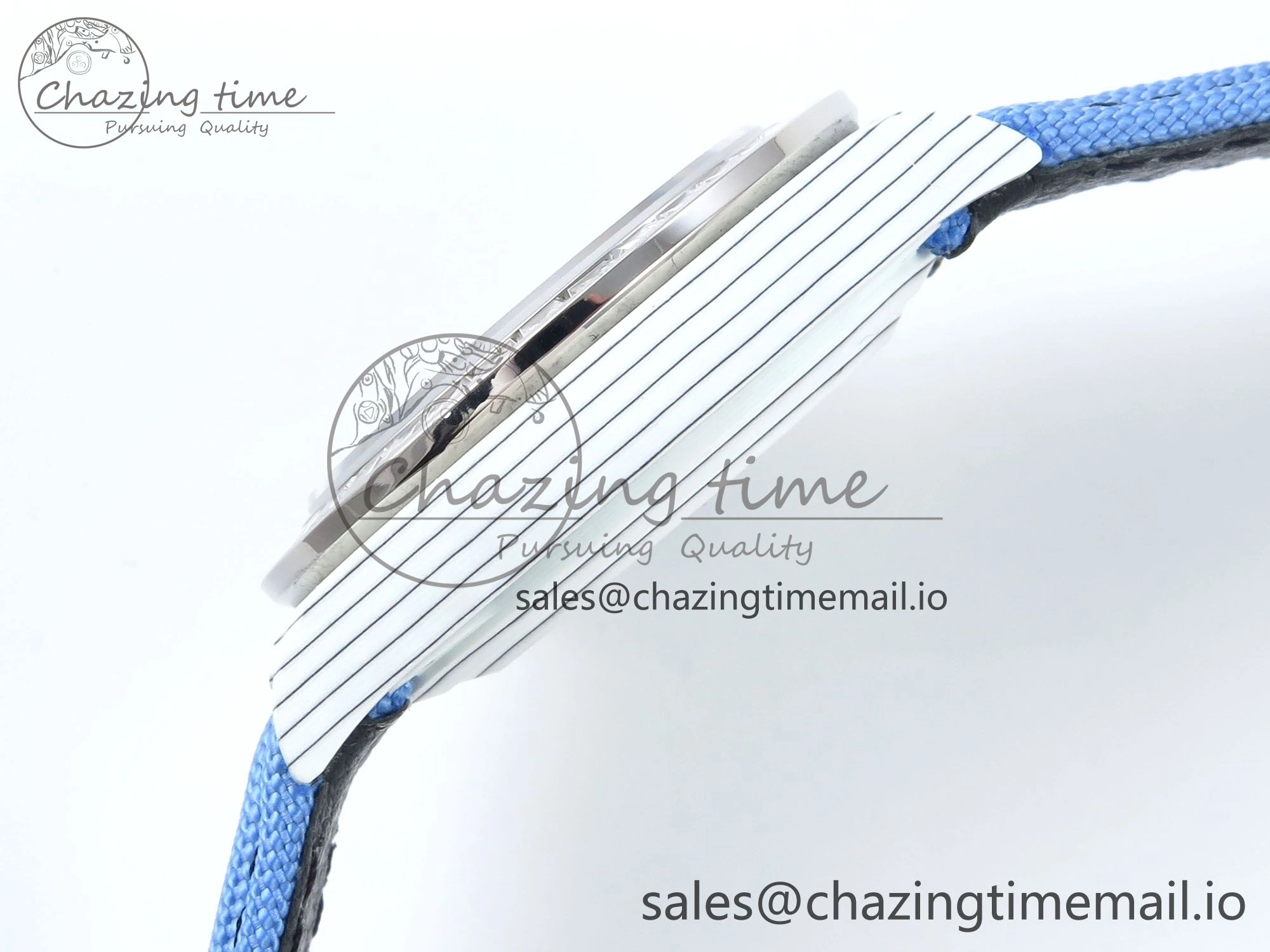 Daytona ZIF REMOULD White Carbon SONIC Best Edition Blue Skeleton Dial Diamonds Bezel on Blue Nylon Strap SA4130