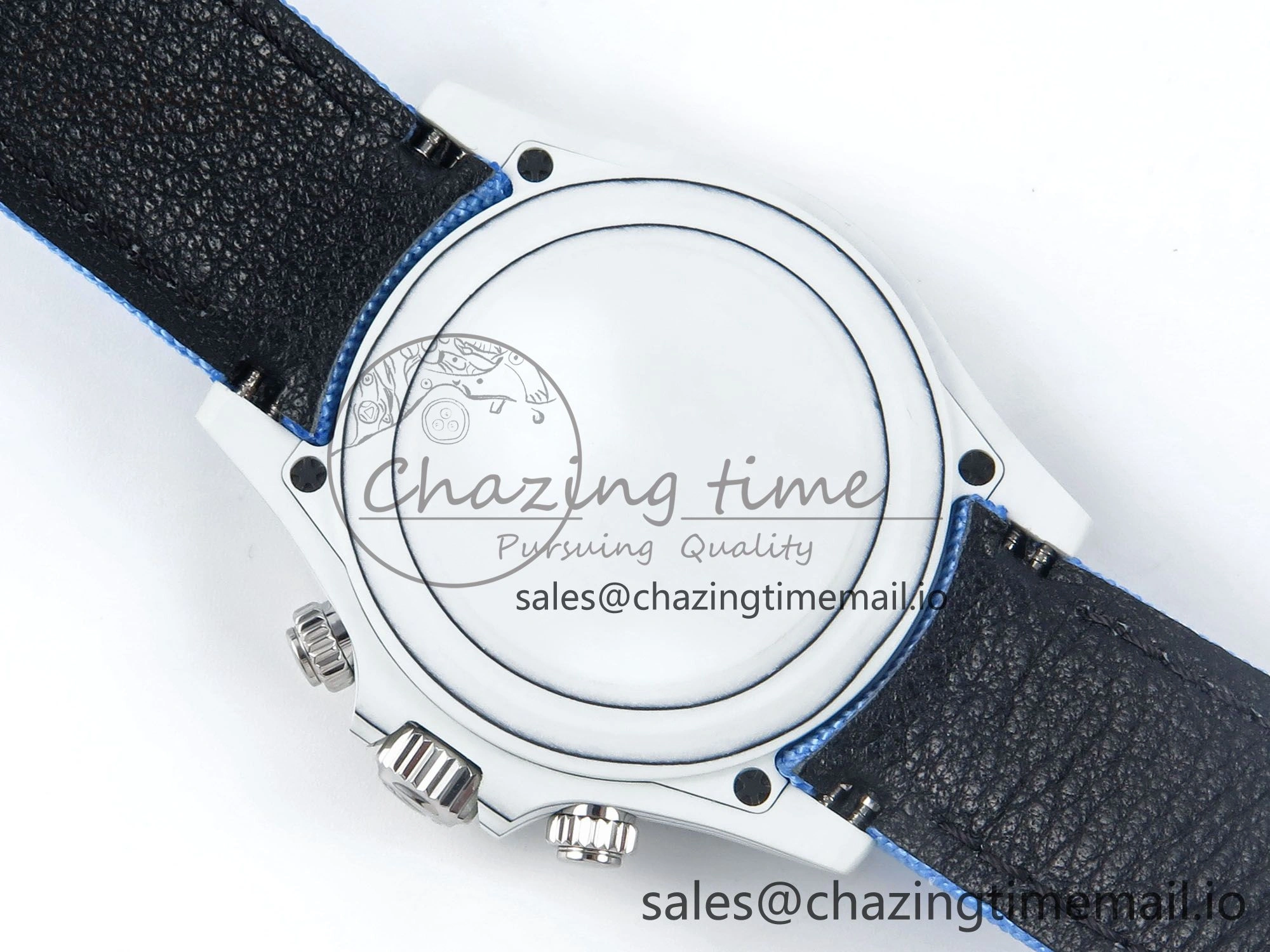 Daytona ZIF REMOULD White Carbon SONIC Best Edition Blue Skeleton Dial Diamonds Bezel on Blue Nylon Strap SA4130