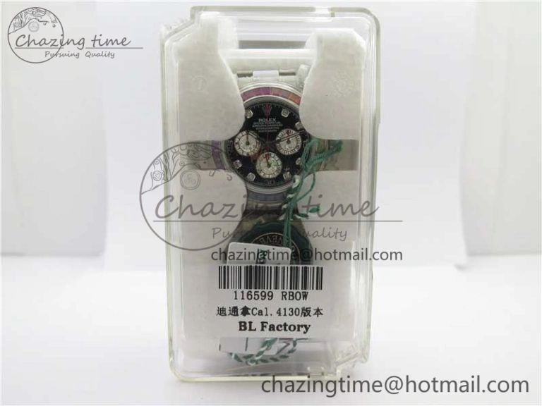 Daytona116599RBOW SS  Rainbow Crystal BLF Best Edition Black Dial on SS Bracelet A4130