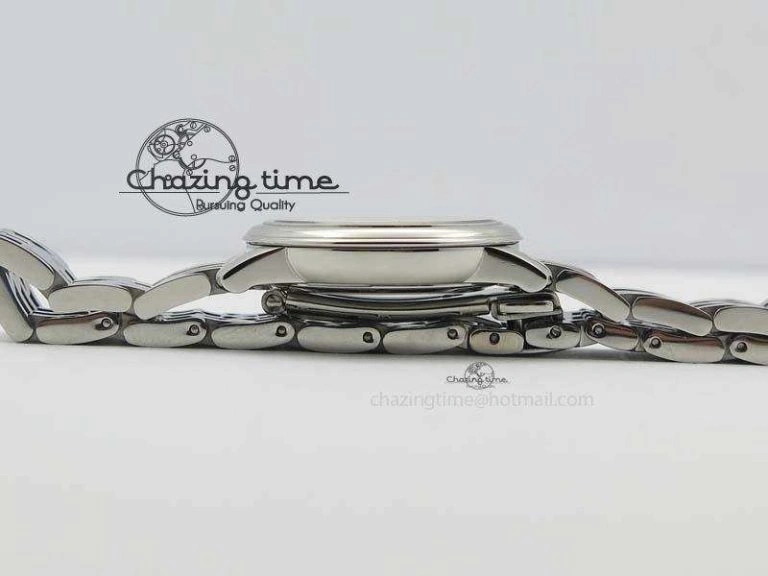 De Ville 27mm Ladies MK 1:1 Best Edition Blue Dial Diamond Markers On SS Bracelet Ronda Quartz