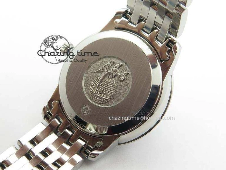 De Ville 27mm Ladies MK 1:1 Best Edition Blue Dial Diamond Markers On SS Bracelet Ronda Quartz
