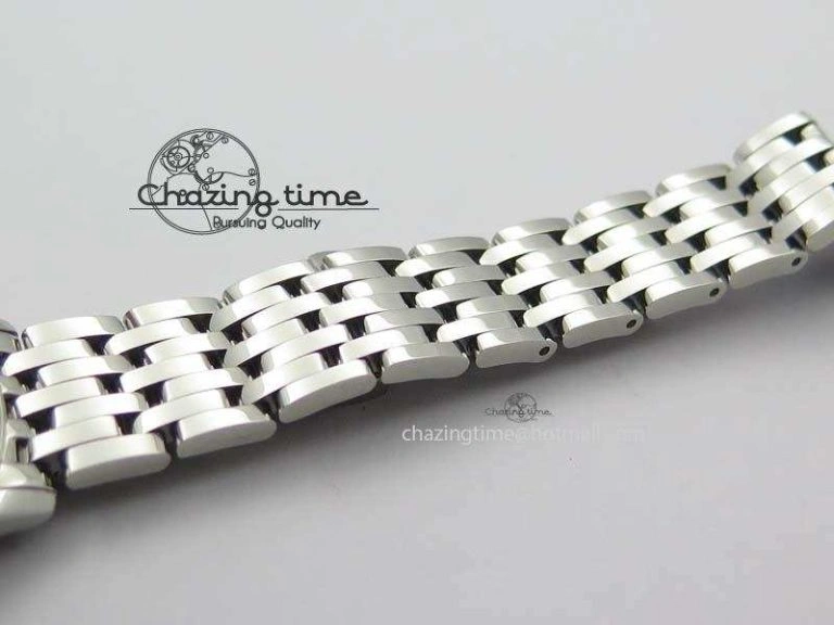De Ville 27mm Ladies MK 1:1 Best Edition Blue Dial Diamond Markers On SS Bracelet Ronda Quartz