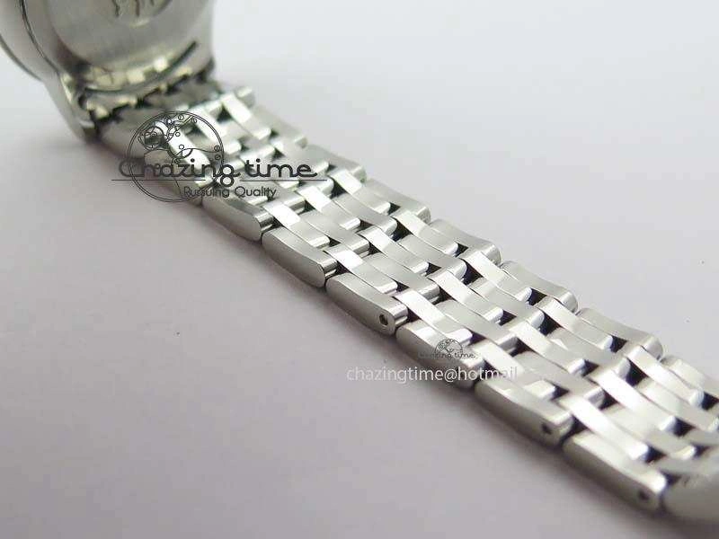 De Ville 27mm Ladies MK 1:1 Best Edition Blue Dial Diamond Markers On SS Bracelet Ronda Quartz