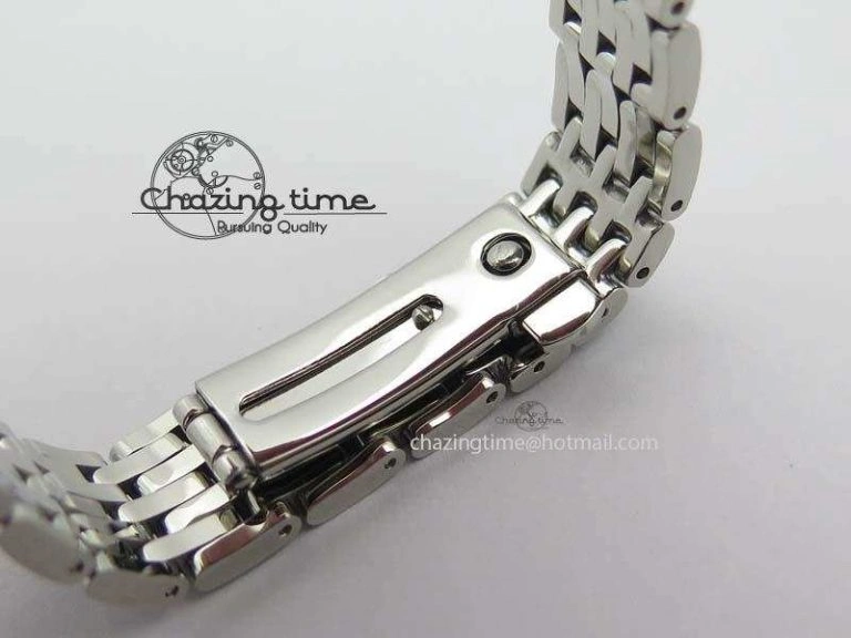 De Ville 27mm Ladies MK 1:1 Best Edition Blue Dial Diamond Markers On SS Bracelet Ronda Quartz