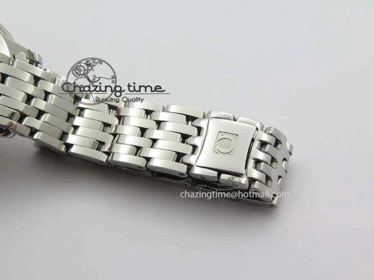 De Ville 27mm Ladies MK 1:1 Best Edition Blue Dial Diamond Markers On SS Bracelet Ronda Quartz